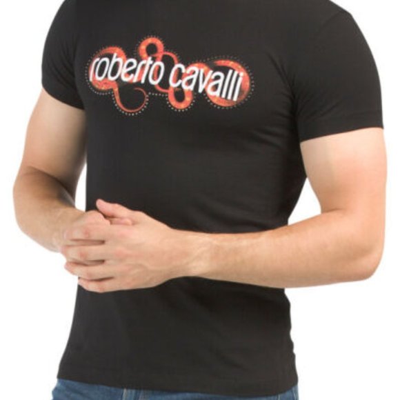 Roberto Cavalli Snake Black T-Shirt Size: XL SLIM FIT - Picture 2 of 5